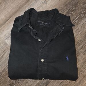 Vintage Ralph Lauren Black Thick Classic Fit Buttown Down Top size XL 100%Cotton